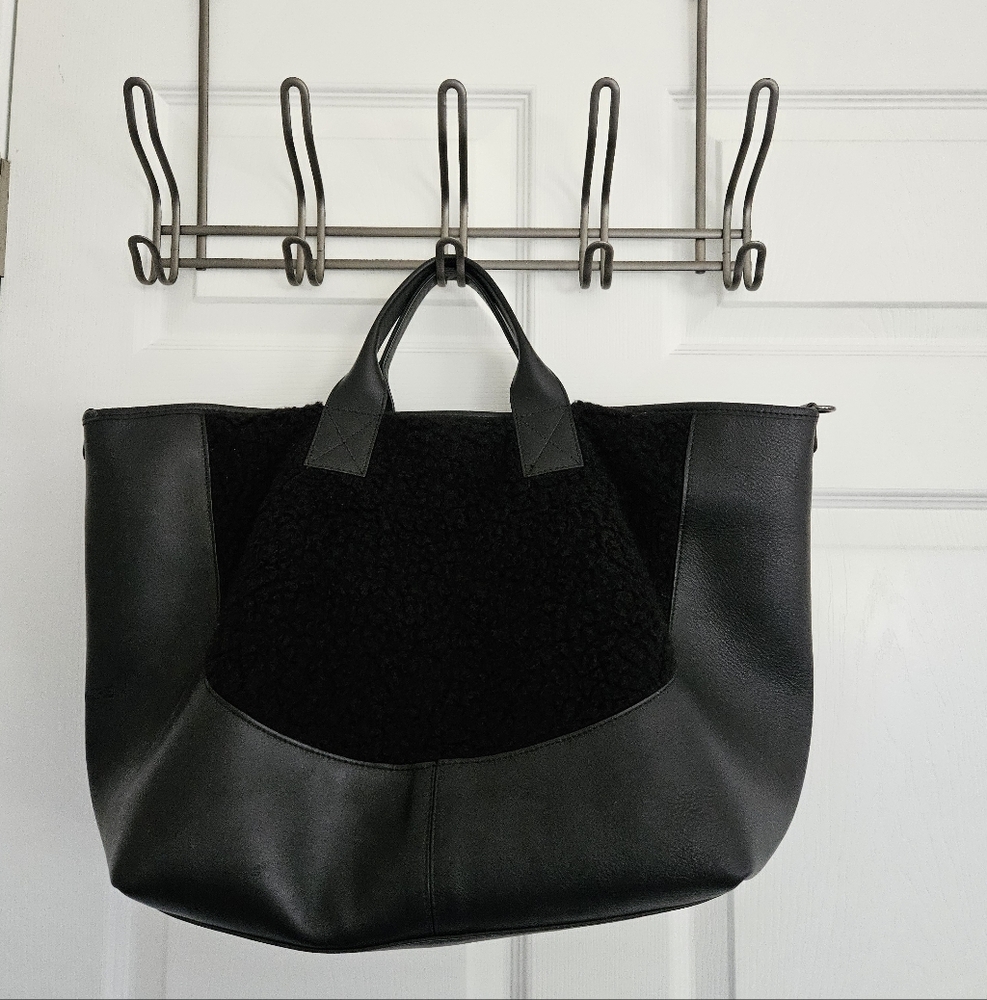 Clamire Italian Leather & Sherpa  Tote Bag